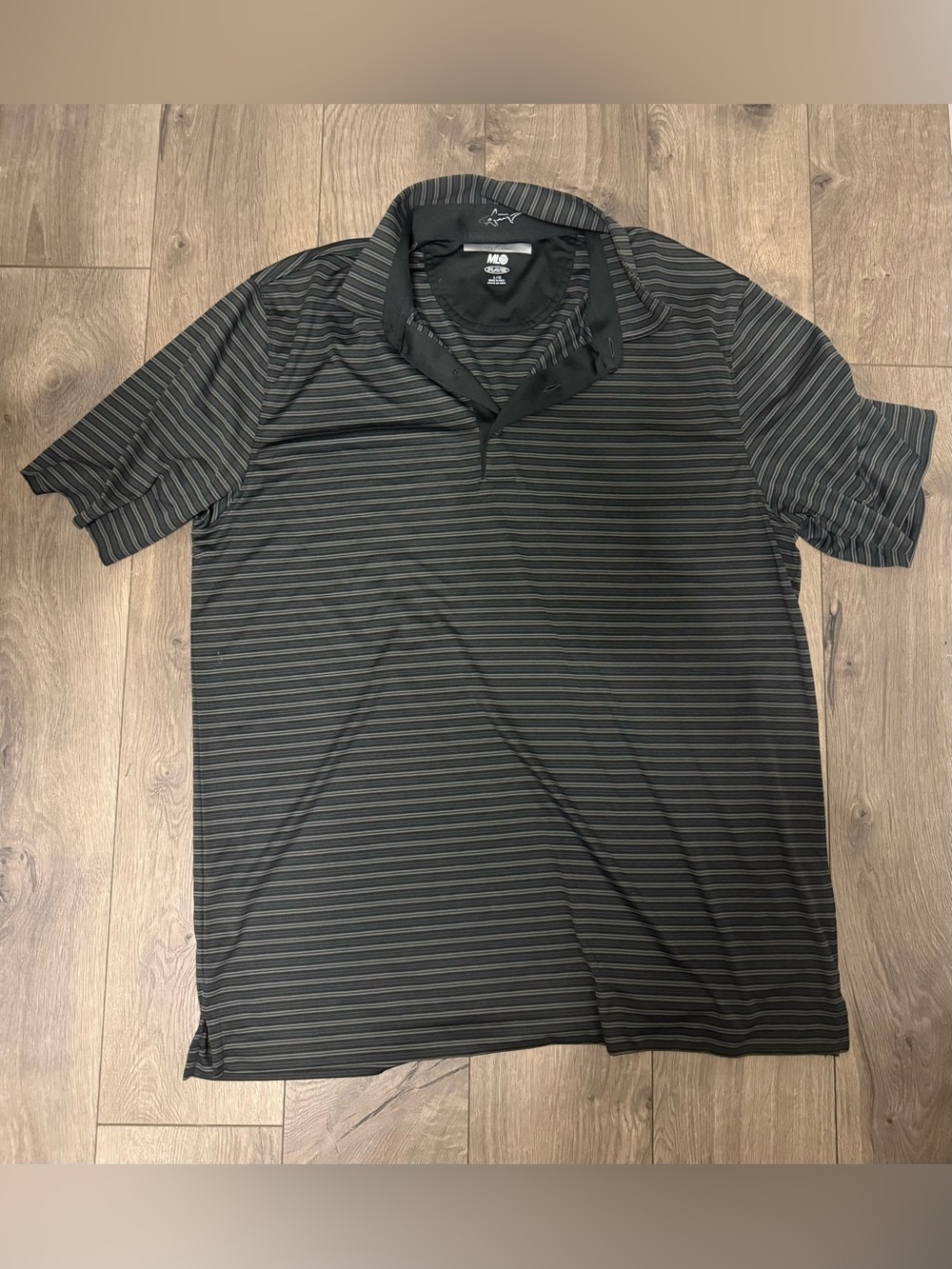 Greg Norman Collection Black & Charcoal Thin-Striped Golf Polo